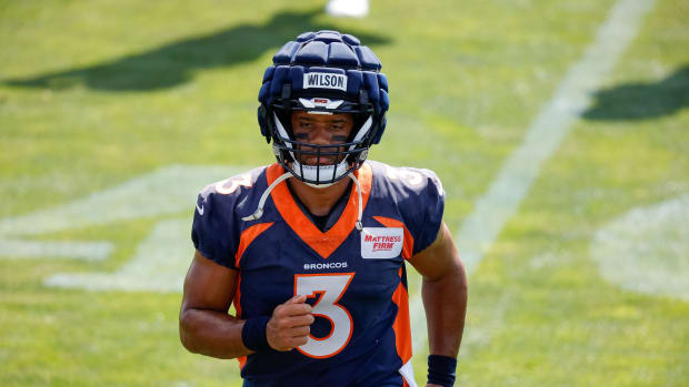 Denver Broncos quarterback Russell Wilson (3) during training camp at Centura Health Training Center.